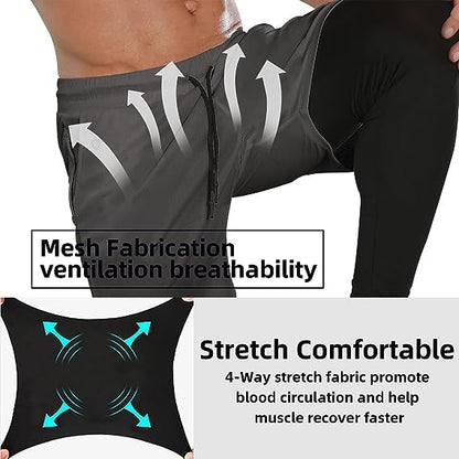 Men's 2 in 1 Workout Running Shorts with Compression Pants