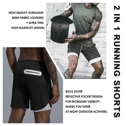 2-in-1-Trainingsshorts für Herren, Größe XL